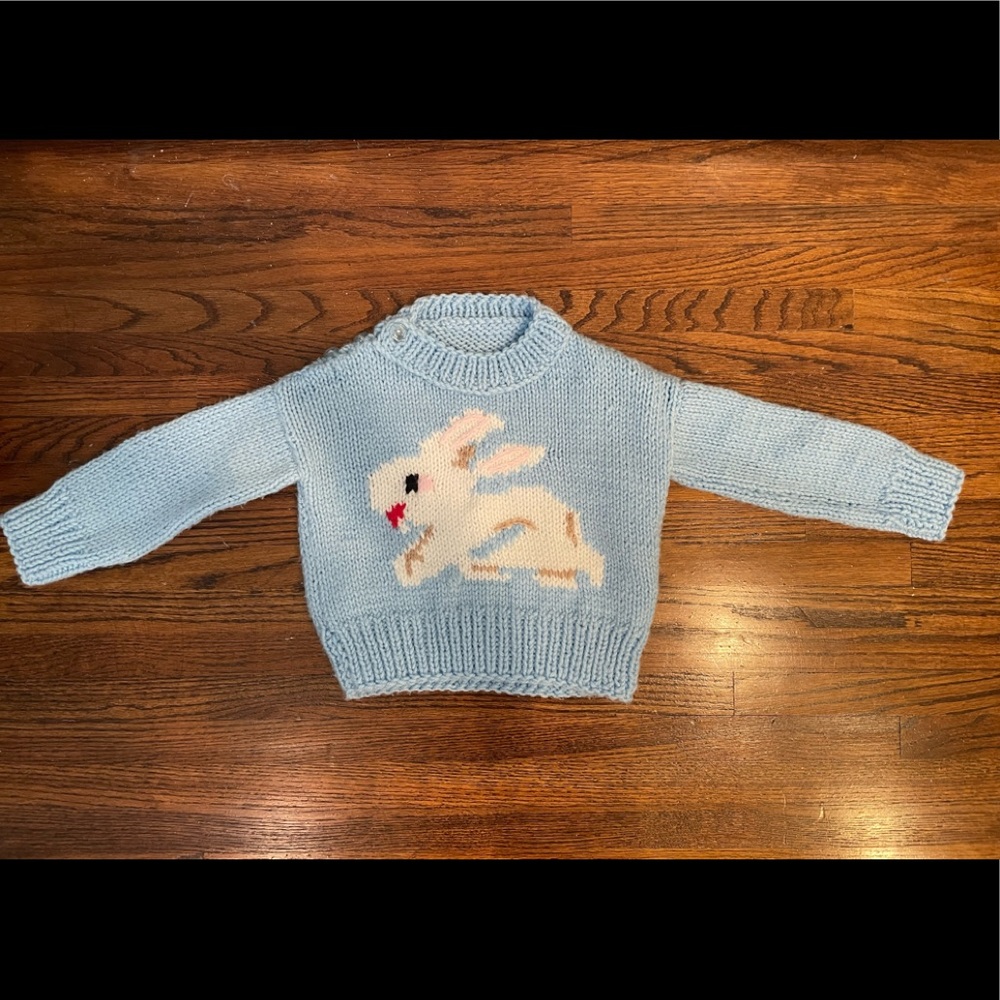 Hand knit toddler bunny sweater